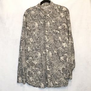 Lucky Brand Paisley Button Down Long Sleeve Shirt